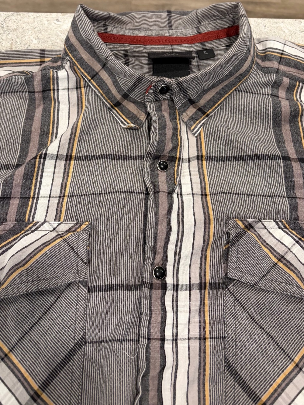 Harley-Davidson Gray, Black & Cream Plaid Shirt with Large Back '1' Logo—XXL - Picture 5 of 6